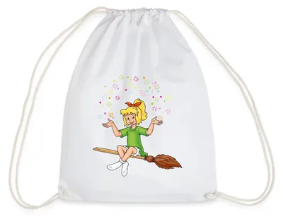 Produktbild von Spreadshirt Bibi Blocksberg Sitzt Auf Kartoffelbrei Turnbeutel, One size, Weiß