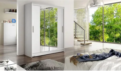 Obrázek produktu pro Šatní skříň se zrcadlem 150 cm ELADIO 2 - bílá
