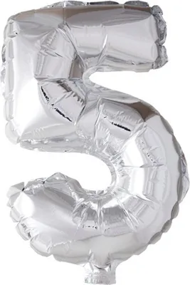 Produktbild von Massenmarkt Folienballon Nummer '5' silber 40 cm