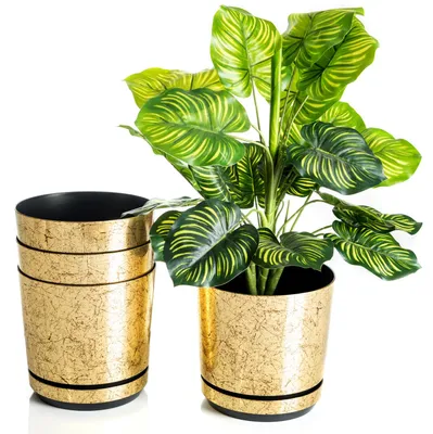 Produktbild von Kerd Dekor 18 Pflanztopf mit Untersetzer, Altgold