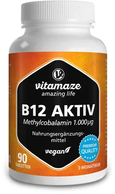 Produktbild von B12 Aktiv 1.000 μg vegan Tabletten 90 St