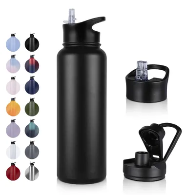 Obrázek produktu pro Izolovaná láhev na vodu 1200 ml - Nerezová ocel - Dvojitá stěna - Nepropustná - Bez BPA - Ideální na cesty/sport - Láhev na pití