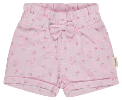 Produktbild von Sterntaler Shorts aus Baumwolle in Leinenoptik mit Hasen-Print und elastischem Bündchen