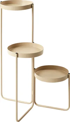 Produktbild von BELIANI Blumentopfständer Beige Metall 60 cm Hoch Rund ⌀ 19 cm 3 Etagen ohne Löcher Klappbar Modern Blumenständer für Innen- u. Außenbereich