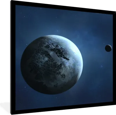 Produktbild von MuchoWow® Gerahmtes Poster Eine Illustration eines Planeten 40x40 cm - Poster mit Schwarzem Bilderrahmen Wandposter Rahmen Foto Bilder - Mit Rahmen - Wanddekoration Schlafzimmer