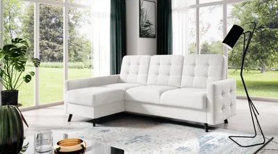 Image de AX LIVING Petit canapé d'angle avec fonction sommeil Yosmio 225cm creme G
