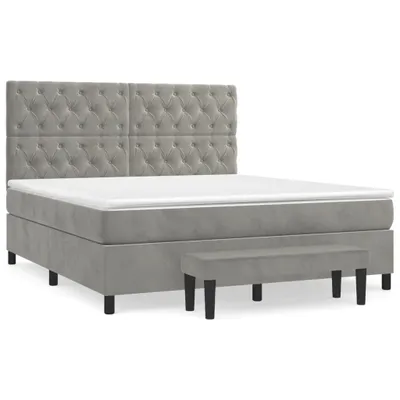 Produktbild von vidaXL Boxspringbett mit Matratze Hellgrau 160x200 cm Samt