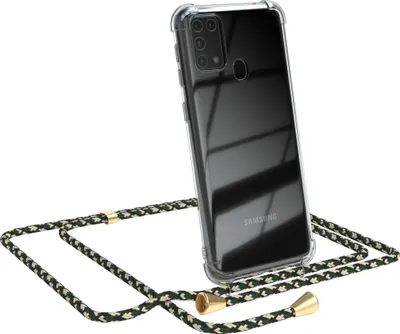 Produktbild von EAZY CASE Handykette kompatibel mit Samsung Galaxy M31, Handyhülle mit Umhängeband, Handykordel, Schutzhülle Clear, Band in Grün