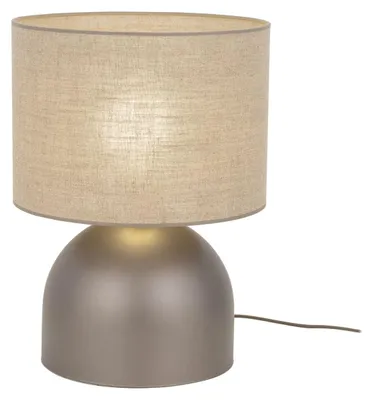 Produktbild von Nachttischlampe Metall Stoff E27 D: 35 cm 49 cm Braun rund Modern Tischleuchte