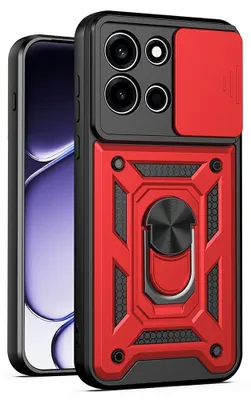 Produktbild von OnePlus Nord 6 Hülle - Coverup Armor Ring Ständer Back Cover mit Kamera Schutz - Rot