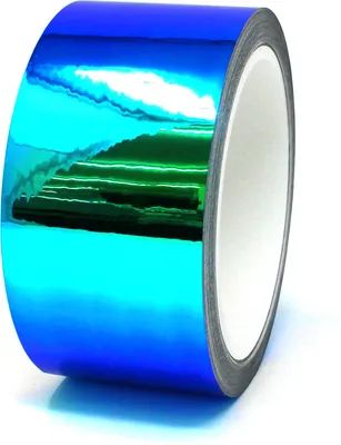 Produktbild von 10m Zierstreifen 50mm Flip Flop Blau/Grün Chrom Folie Auto Motorrad Dekorstreifen