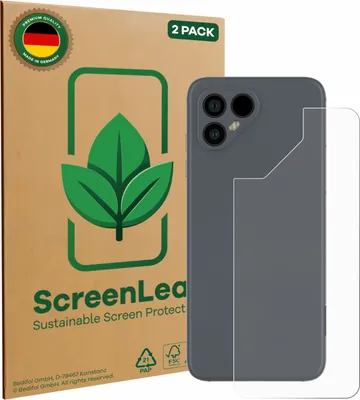 Produktbild von 2x ScreenLeaf Schutzfolie für Fairphone 4 (Rückseite) nachhaltiger Displayschutz Display Schutz Folie Klar Transparent
