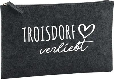 Produktbild von Huuraa Kulturbeutel Troisdorf verliebt 1 Liter Charcoal Filz Kosmetiktasche Geschenkidee