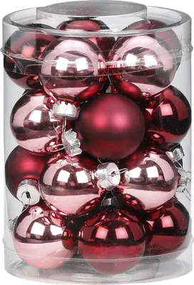 Produktbild von Weihnachtskugeln Glas 3cm, 20 Stück, Farbe:Berry Kiss ( Beere glanz / matt )