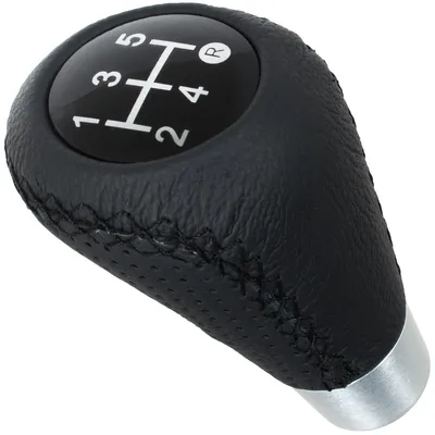Obrázok produktu pre UNIVERSAL TUNING Gombík radiacej páky z čiernej kože a strieborné 5-stupňové radiace páky
