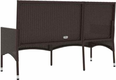 vidaXL Gartenbank 3-Sitzer mit Kissen Braun Poly Rattan