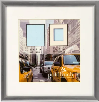 Produktbild von Goldbuch Bilderrahmen aus Kunststoff, Farbe Silber, Größe 15x15 cm, mit Passepartout für ein Bild von 10x10 cm