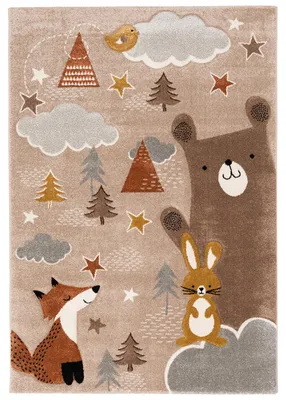 Produktbild von Kinder Teppich Maui Kids Fuchs und Bär Beige Braun, Größe:200x290 cm