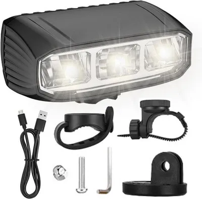 Obrázok produktu pre VHV – Cyklistické osvetlenie – LED cyklistická lampa – Nabíjateľné predné svetlo s 5 režimami, nabíjacie cez USB, stupeň ochrany IPX5 – vhodné pre mestské bicykle, pretekárske bicykle a horské bicykle