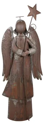 Productafbeelding van Clayre & Eef kerstdecoratie: engelbeeld, bruin, metaal, 48x18x133 cm
