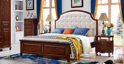 Produktbild von Luxus Set 3tlg. Bett 2x Nachttische Schlafzimmer Betten Holz Bettgestell Neu
