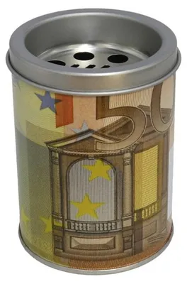 Produktbild von Kleiner Aschenbecher mit Deckel 50 Euro Aufdruck 10 cm Metall