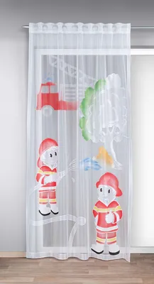 Produktbild von Fertiggardine verdeckte Schlaufen "Feuerwehr" -  Größe (HxB) 245x140cm  bunt