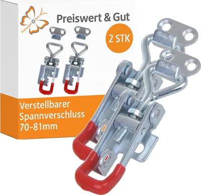 Produktbild von 2x Verstellbarer Spannverschluss klein 70-81mm Hebelverschluss verzinktem Stahl Anhänger Exzenterverschluss Abschließbar