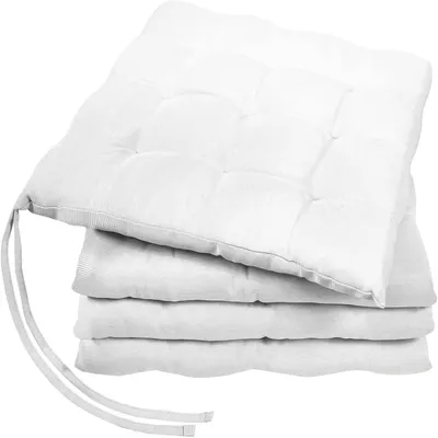 Immagine prodotto di Set di 4 cuscini per sedia, 40 x 40 cm, bianchi, imbottiti e adatti sia per interni che per esterni