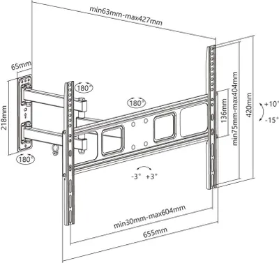 Produktbild von Goobay Basic TV-Wandhalterung Basic FULLMOTION (L), Schwarz