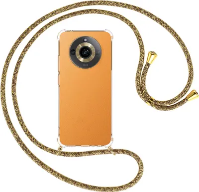 Produktbild von Handykette Backcover-Schutzhülle mit Band (Metall goldfarben) für Realme 11 5G (6.72'') - braun+beige