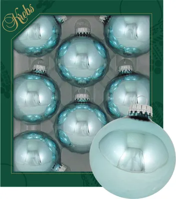Produktbild von Krebs Glas Lauscha Kugeln im 8er Set - Eisblau - Christbaumschmuck aus Glas - Unifarbende Kugeln - Größe: 7cm - 20016
