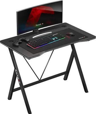 Produktbild von Huzaro Hero 1.4 | Computertisch Gamingtisch Schreibtisch Bürotisch | 100 x 50 cm | Kabeldurchführung | Stahlkonstruktion Carbon Tischplatte | Schwarz