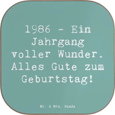 Produktbild von Mr. & Mrs. Panda Untersetzer für Gläser Spruch 1986 Geburtstag Wunder - Meeresbrise - Geschenk, Nostalgie, Jahrgang, Tischuntersetzer, gläseruntersetzer, Alter, Coaster