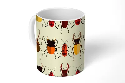 Produktbild von KitchenYeah® Tasse Kaffeetasse Kaffeebecher 350 ml Käfer - Muster - Insekten Teetasse - Fototasse - Becher - Keramikbecher - Teebecher - Kaffeetasse - Bürotasse