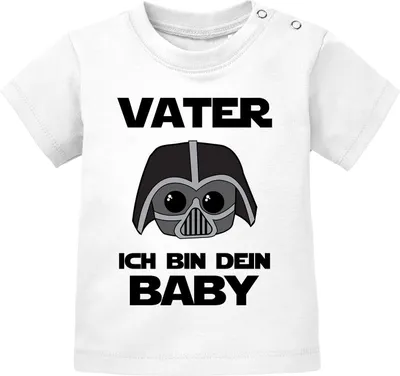Produktbild von Baby Kurzarm T-Shirt Vater ich bin dein Baby Babyshirt Bio Baumwolle Jungen Mädchen lustig Spruch Shirt Moonworks® weiß 56/62 (1-3 Monate)