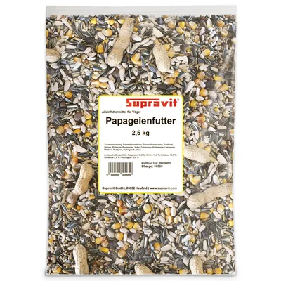Produktbild von Supravit Papageienfutter 2,5kg | Premium Futtermischung für Papageien aller Arten | Saaten- & Körnermischung