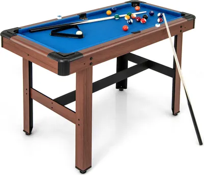 Produktbild von DREAMADE 122 CM Billardtisch, Mini-Billardtisch mit komplettem Satz von Billardkugeln, 2 Queues, Kreide, Tischbürste, platzsparender Billardtisch,Blau