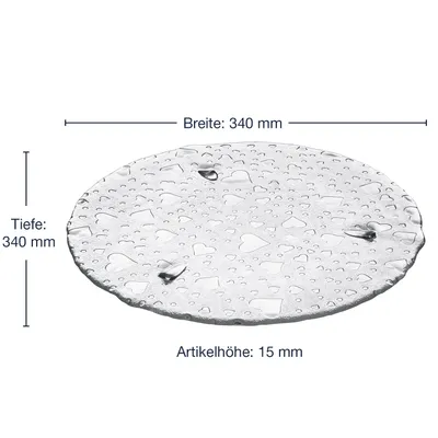 Produktbild von Leonardo Heart Torten-Platte aus Glas, handgefertigter Torten-Teller mit Herzoptik, Glas-Platte für Kuchen und Gebäcke Ø 34 cm, 070585