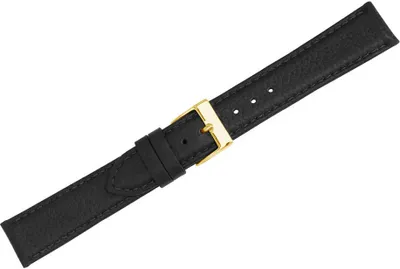 Produktbild von Herzog Kalb Classic XL > Uhrenarmband schwarz > Leder genarbt Verlauf, Stegbreite:18mm, Schließe:Gelbgolden