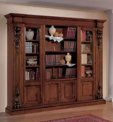 Immagine prodotto di Grande libreria marrone Vetrina Armadio in legno Mobili in legno massiccio