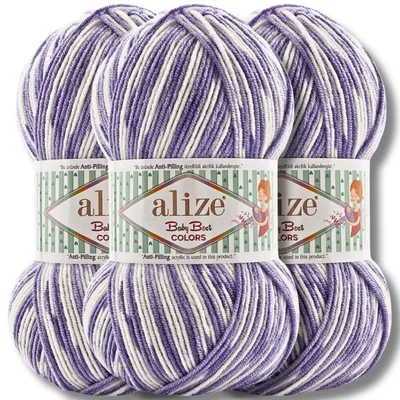 Produktbild von Alize 3x 100g Baby Best Colors Wolle mit Farbverlauf, Antipilling, Häkeln, Stricken (8042)