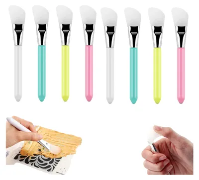 Produktbild von 8 Silikon-Bastelpinsel und Spatel, wiederverwendbares Pinsel-Set für DIY-Malerei