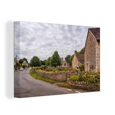 Zdjęcie produktu dla OneMillionCanvasses® - Obraz na płótnie - 150x100 cm, Wioska w Cotswolds, dekoracja ścienna z grafiką ścienną