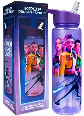 Huntrix Wasserflasche für Mädchen, 739 ml, auslaufsicher, mit Strohhalm