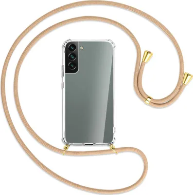 Produktbild von Handykette Backcover-Schutzhülle mit Band (Metall goldfarben) für Samsung Galaxy S22 5G (S901) - beige