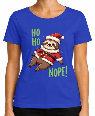 Imagen del producto de Camiseta azul para mujer, talla XXL, con un diseño divertido de "Perezoso en Navidad", ideal como regalo