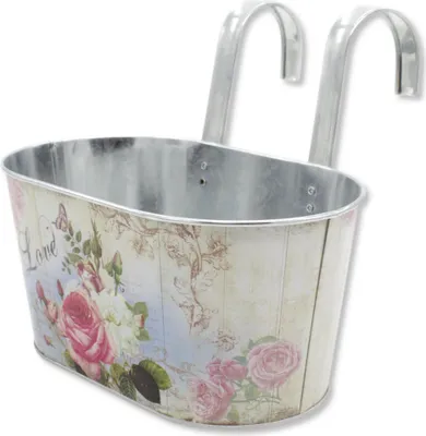 Produktbild von Metall Hängetopf mit 2 Henkeln - 23cm x 11cm Rosen