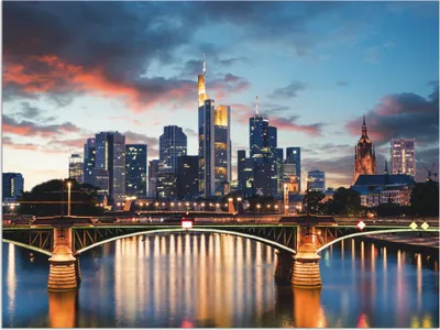 Produktbild von ARTland Wandbild Alu für Innen & Outdoor Frankfurt am Main Skyline II Größe: 60x45 cm