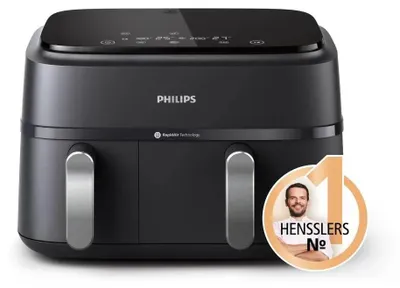 Produktbild von Philips Airfryer 9L Dual Basket, RapidAir, Digital, schwarz (NA351/00)